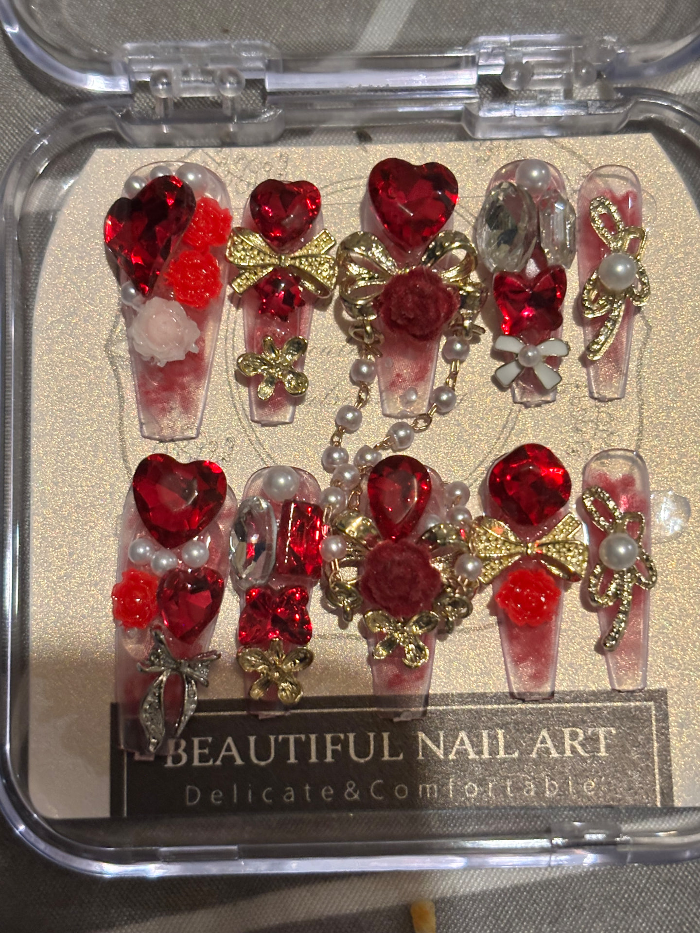 Diamond gemstone press-on nails